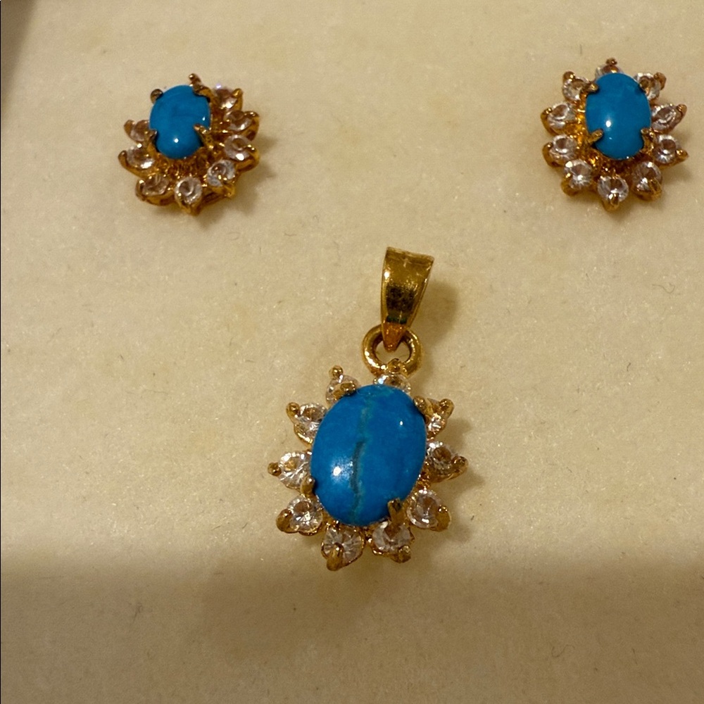 Elegant Gold and Blue Jewelry Set - Picture 2 of 3